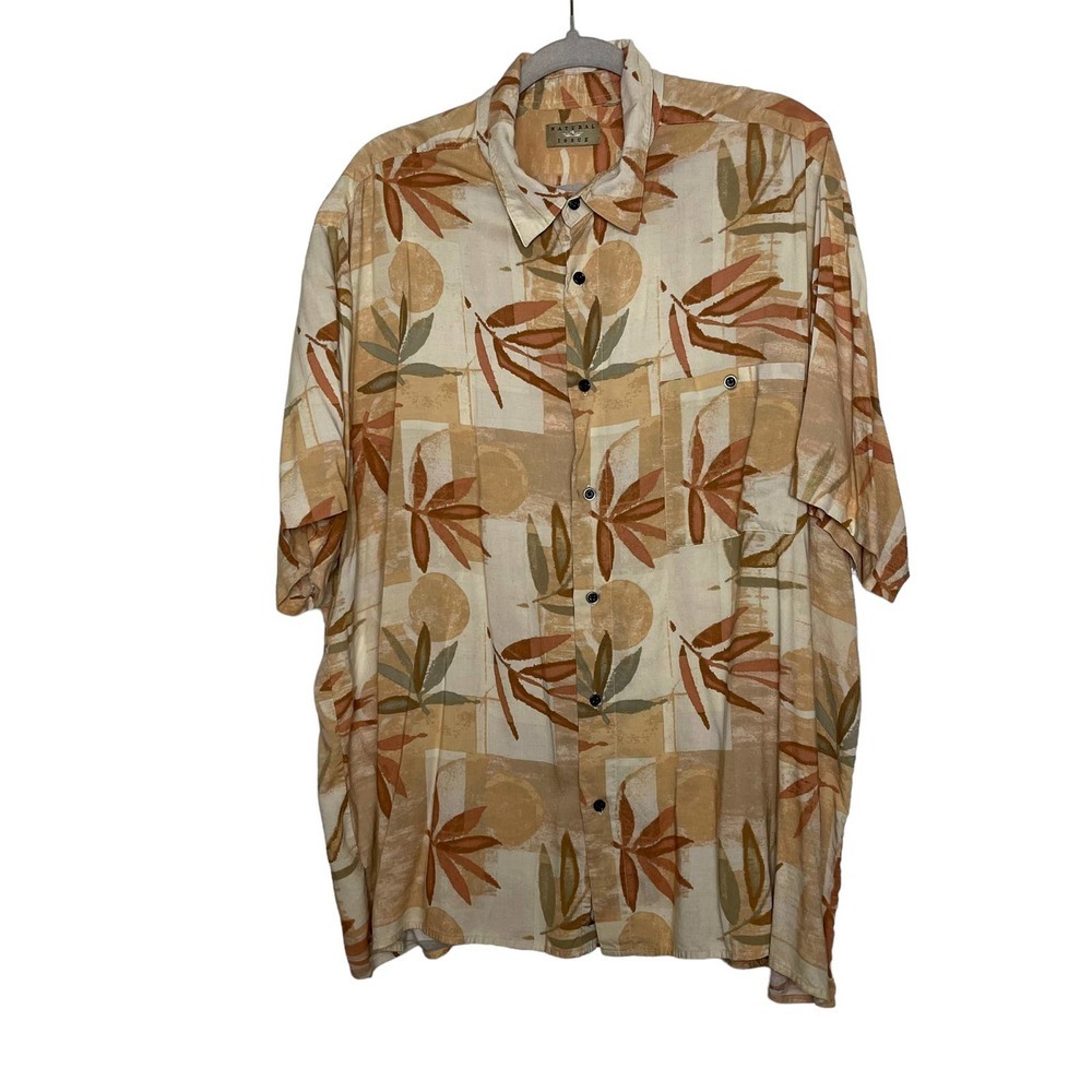 Natural Issue Tan Hawaiian Button Down Mens Shirt